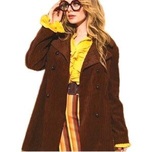 Gap Women's Vintage Brown corduroy, double-breasted Pea jacket size XL